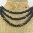 NATURAL BLACK AGATE 3ROW NECKLACE