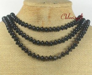 NATURAL BLACK AGATE 3ROW NECKLACE