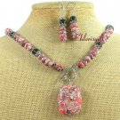 RED AFRICAN TURQUOISE BLACK AGATE NECKLACE/EARRINGS SET