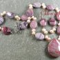 RED BROWN PICTURE JASPER PEARLS NECKLACE/EARRINGS SET