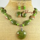 UNAKITE & FRESH WATER PEARLS NECKLACE/EARRINGS SET