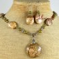 PICTURE JASPER & FW PEARLS NECKLACE/EARRINGS SET