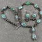 GREEN AFRICAN TURQUOISE LABORADITE NECKLACE/EARRINGS SET