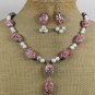 RED WHITE TURQUOISE NECKLACE/EARRINGS SET