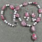 RED WHITE TURQUOISE NECKLACE/EARRINGS SET