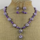 PURPLE AFRICAN TURQUOISE JASPER NECKLACE/EARRINGS SET