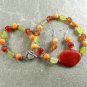 RED FIRE AGATE YELLOW AGATE CORAL NECKLACE/EARRINGS SET