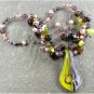 MURANO GLASS AGATE CAT EYE NECKLACE/EARRINGS SET