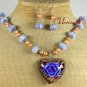 FLOWER LAMPWORK PEARLS NECKLACE/EARRINGS SET