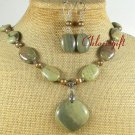 RHYOLITE & FRESH WATER PEARLS NECKLACE/EARRINGS SET