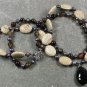 WHITE TURQUOISE BLACK AGATE PEARLS 2ROW NECKLACE