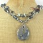 OCEAN JASPER BLUE JADE LABORADITE 2ROW NECKLACE