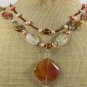 TIGER QUARTZ & FRESH WATER PEARLS 2ROW NECKLACE