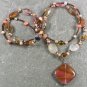 TIGER QUARTZ & FRESH WATER PEARLS 2ROW NECKLACE