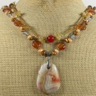 CRAZY LACE AGATE & CITRINE & CRYSTAL 2ROW NECKLACE