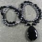 BLACK AGATE & FRESH WATER PEARLS 2ROW NECKLACE
