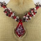 MURANO GLASS & RED JADE & GARNET & PEARL NECKLACE