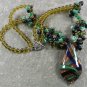 MURANO GLASS & GREEN JADE & GOLDSTONE & AGATE NECKLACE