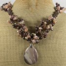 BROWN ARTISTIC JASPER COFFEE FLOWER JASPER NECKLACE