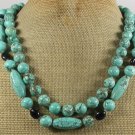 TURQUOISE & DARK BLUE GOLDSTONE 2ROW NECKLACE
