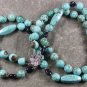 TURQUOISE & DARK BLUE GOLDSTONE 2ROW NECKLACE