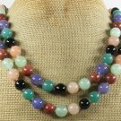 JADE AGATE GOLDSTONE PINK AVENTURINE 2ROW NECKLACE
