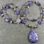 SODALITE SMOKY CRYSTAL FRESH WATER PEARLS 2ROW NECKLACE