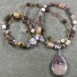 BROWN PICASSO JASPER & AGATE & CRYSTAL 2ROW NECKLACE