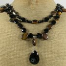 TIGER EYE & BLACK AGATE 2ROW NECKLACE