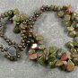UNAKITE & FRESH WATER PEARLS 2ROW NECKLACE