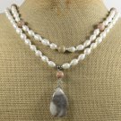 CRAZY LACE AGATE & FRESH WATER PEARLS 2ROW NECKLACE