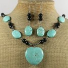 TURQUOISE & CRYSTAL NECKLACE/EARRINGS SET