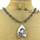 POTTERY SHARD AGATE NECKLACE/EARRINGS SET