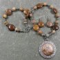 NATURAL PICTURE JASPER BROWN AGATE NECKLACE/EARRING SET