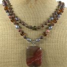 IMPERIAL JASPER BROWN JASPER CRYSTAL PEARL2ROW NECKLACE