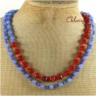 RED BLUE AGATE 2ROW NECKLACE