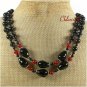 NATURAL RED BLACK AGATE 2ROW NECKLACE