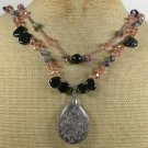 BROWN POPPY JASPER AGATE CRYSTAL 2ROW NECKLACE