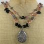 BROWN POPPY JASPER AGATE CRYSTAL 2ROW NECKLACE