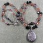 BROWN POPPY JASPER AGATE CRYSTAL 2ROW NECKLACE