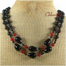 NATURAL RED BLACK AGATE 2ROW NECKLACE