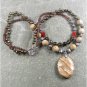 PICTURE JASPER CRYSTAL PEARLS 2ROW NECKLACE