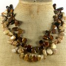 NATURAL PICTURE JASPER TIGER EYE 2ROW NECKLACE