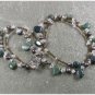 FANCY JASPER CLEAR QUARTZ PEARLS 2ROW NECKLACE