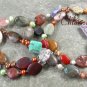 MULTI GEMSTONE & FW PEARL 2ROW NECKLACE