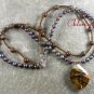 TIGER QUARTZ POPPY JASPER PEARLS 2ROW NECKLACE