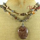 COFFEE JASPER AGATE CRYSTAL AVENTURINE 2ROW NECKLACE