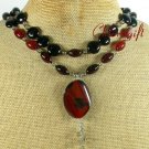 NATURAL RED BLACK AGATE 2ROW NECKLACE