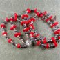 RED CORAL & FRESH WATER PEARLS 2ROW NECKLACE