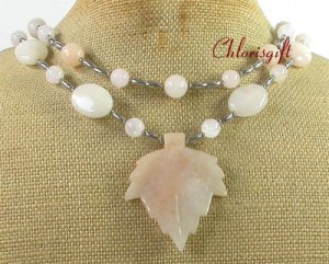 NATURAL PINK AVENTURINE ROSE QUARTZ 2ROW NECKLACE